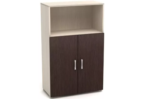 Шкаф низкий с открытой полкой, цвет венге + дуб молочный