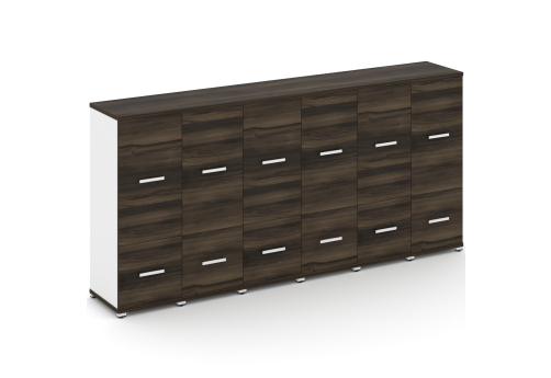 Шкаф шесть узких секций 3 ниши (6 фасадов ЛДСП, 1 ниша + 6 ЛДСП, 2 ниши) Динен, цвет дуб мали-белый