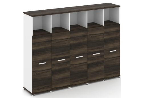 Шкаф пять узких секций 4 ниши (5 фасадов ЛДСП, 3 ниши) Динен, цвет дуб мали-белый