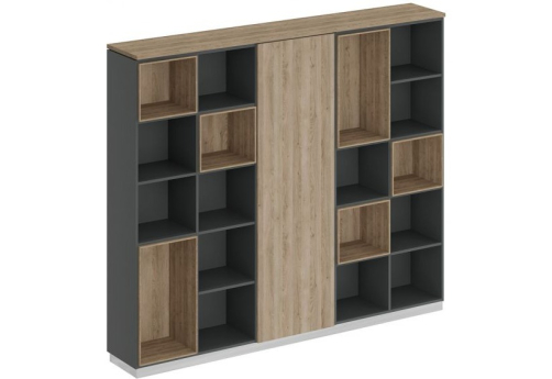 Шкаф открытый Римини, цвет дуб светлый + антрацит + дуб светлый