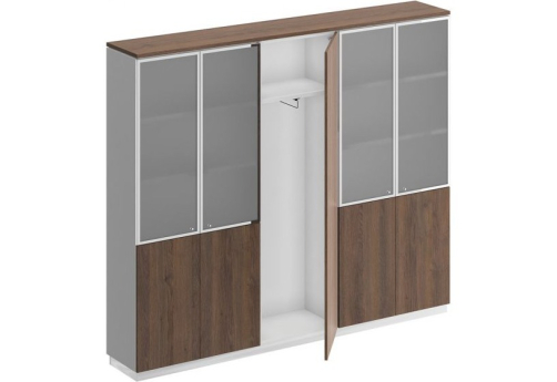 Шкаф комбинированный Римини, цвет дуб темный + белый + дуб темный