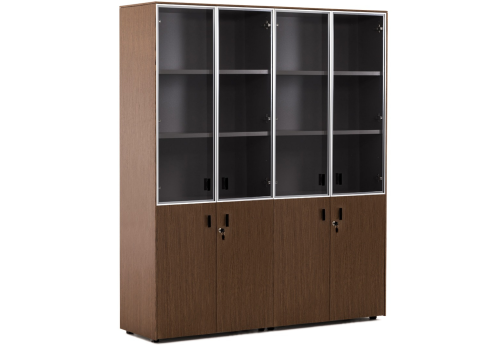 Шкаф комбинированный, цвет орех + черный