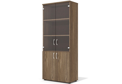 Шкаф высокий широкий (2 низкие двери, со стеклом) Колибри, цвет палдао