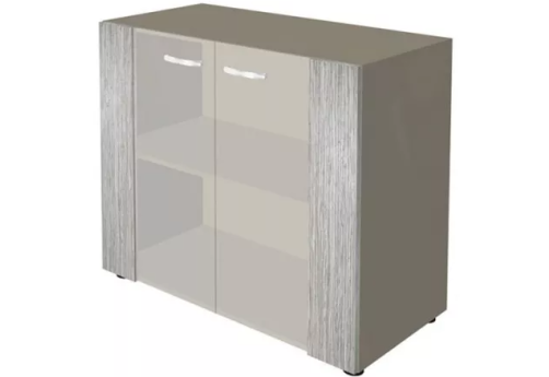 Шкаф низкий со стеклянными фасадами, цвет светлый мокко