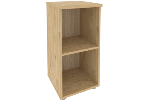 Стеллаж низкий узкий, цвет тиквуд светлый