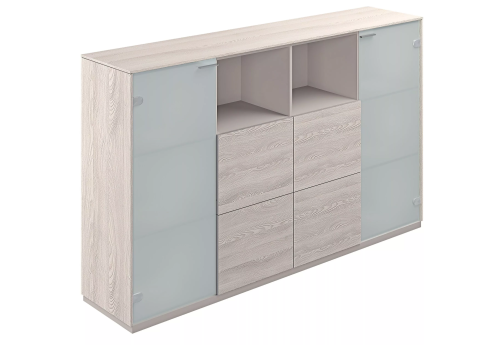 Шкаф средний с матовым стеклом, цвет ясень