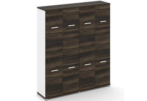 Шкаф две широкие секции 5 ниш (4 фасада ЛДСП, 3 ниши + 4 фасада ЛДСП, 2 ниши) Динен, цвет дуб мали-белый