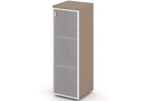 Шкаф средний узкий со стеклом в раме правый, цвет латте