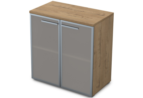 Шкаф низкий со стеклом в раме Платинум Персонал, цвет тиковое дерево