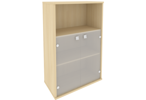 Шкаф средний широкий со стеклом (1 открытая полка), цвет акация