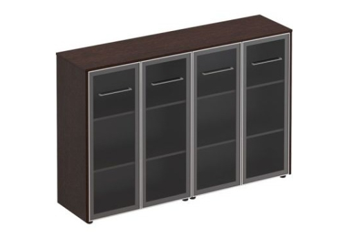 Шкаф комбинированный средний (со стеклом + со стеклом) Эдвард, цвет венге