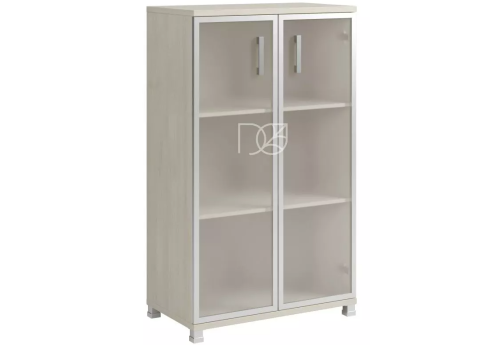 Шкаф низкий (стекло в раме), цвет шамони светлый