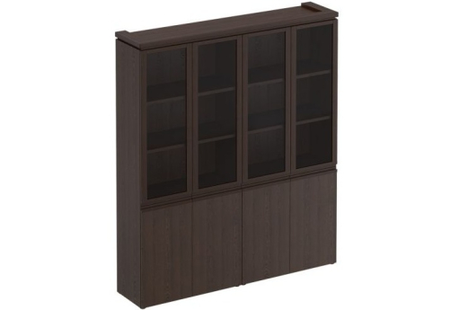 Шкаф для документов со стеклянными дверьми Фиеста, цвет дуб черный