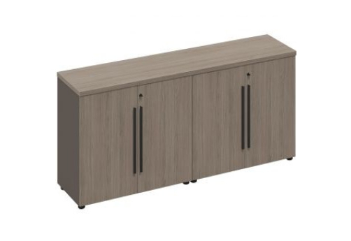 Шкаф для документов низкий закрытый (стенка из 2 шкафов) Британия, цвет дуб + серый