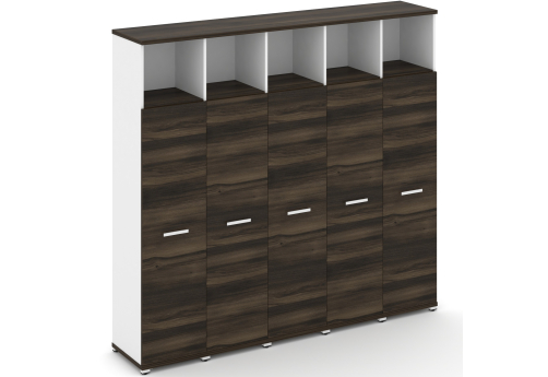 Шкаф пять узких секций 5 ниш (5 фасадов ЛДСП, 4 ниши) Динен, цвет дуб мали-белый