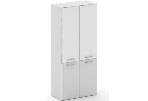 Шкаф широкий высокий (3 полки под стеклом) Квентин, цвет белый + белый бриллиант