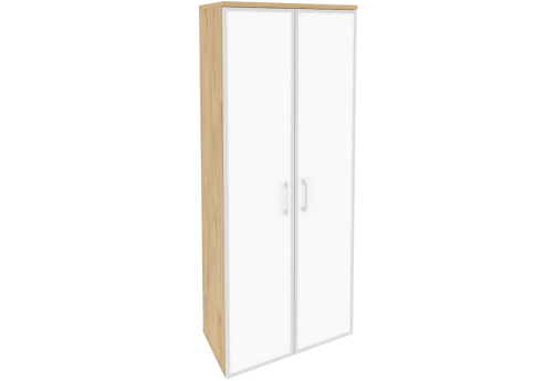 Шкаф высокий широкий со стеклом лакобель в раме, цвет тиквуд светлый