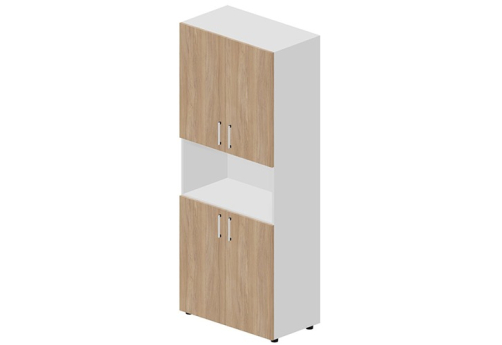 Шкаф высокий с нишей Кристо Директ, цвет светлый дуб + белый