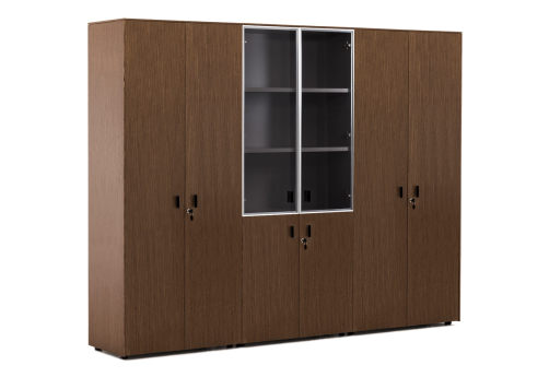 Шкаф комбинированный + гардероб + для бумаг, цвет орех + черный