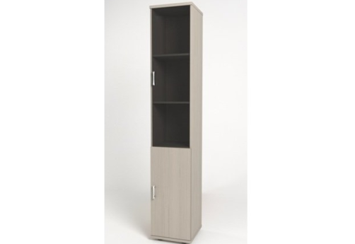 Шкаф высокий узкий (3 полки под стеклом), цвет дуб молочный