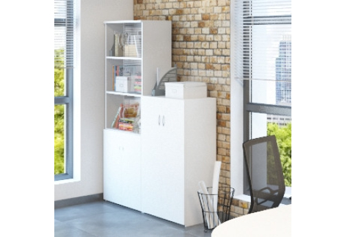 Шкаф высокий со стеклом (без рамы) МЛ Стиль Белый, цвет белый