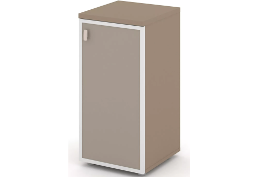 Шкаф низкий узкий правый со стеклом лакобель, цвет латте