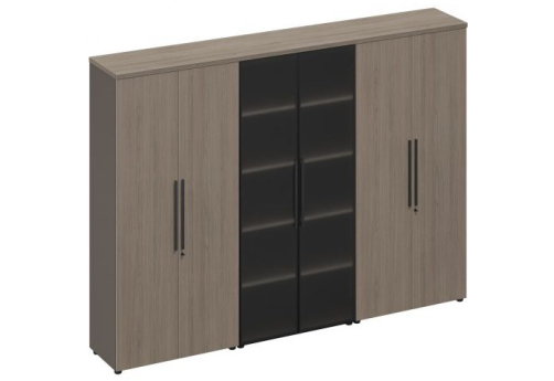 Шкаф комбинированный (закрытый-стекло-закрытый) Британия, цвет дуб + серый