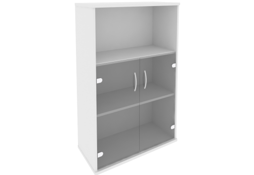 Шкаф средний со стеклом и полкой, цвет белый