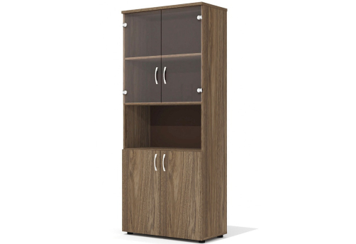 Шкаф высокий широкий (1 открытая полка, со стеклом) Колибри, цвет палдао