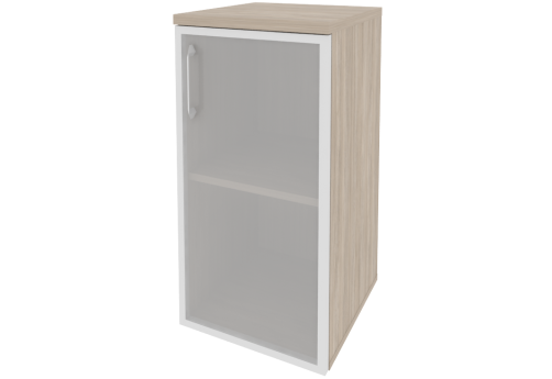 Шкаф низкий узкий правый со стеклом в раме, цвет дуб аттик