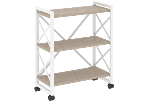 Стеллаж на колесных опорах Европа, цвет дуб аттик + белый