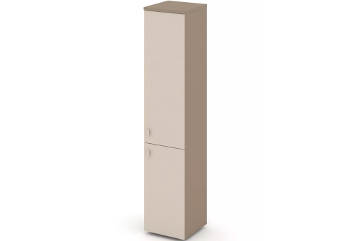 Шкаф высокий узкий закрытый правый (1 вариант), цвет латте + капучино