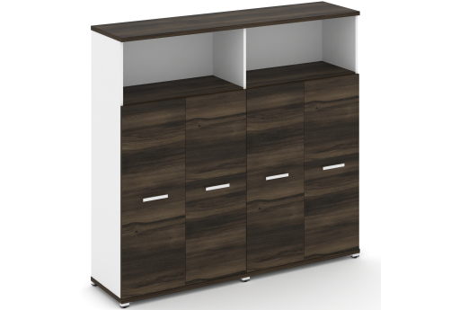 Шкаф две широкие секции 4 ниши (4 фасада ЛДСП, 3 ниши) Динен, цвет дуб мали-белый