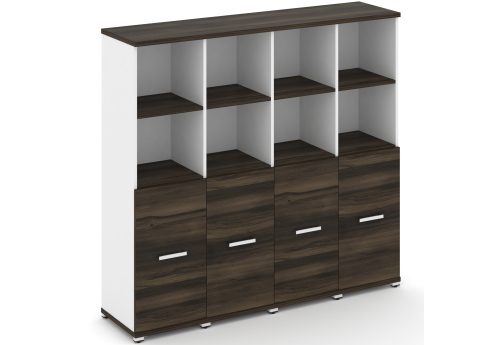 Шкаф четыре узкие секции 4 ниши (4 фасада ЛДСП, 2 ниши) Динен, цвет дуб мали-белый