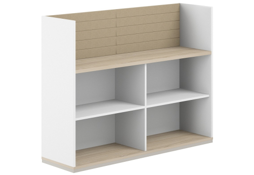 Стеллаж-комбо 1-сторонний с экраном тканевым высоким Фламинго, цвет белый + акация + бежевый