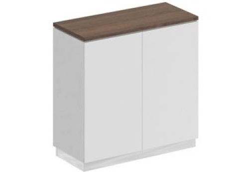 Шкаф для документов закрытый низкий Римини, цвет дуб темный + белый + белый