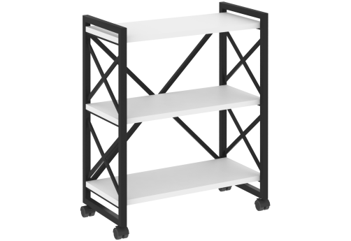 Стеллаж на колесных опорах Европа, цвет белый бриллиант + черный