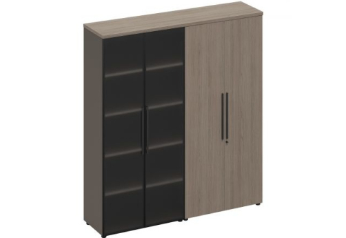Шкаф комбинированный (стекло-одежда) Британия, цвет дуб + серый
