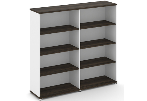 Стеллаж две широкие секции 4 ниши Динен, цвет дуб мали-белый