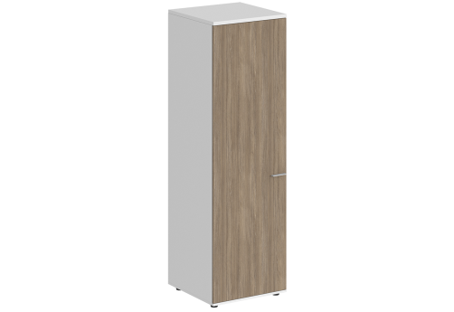 Гардероб с задней стенкой ЛДСП левый Индиго Вуд, цвет белый + дуб темный