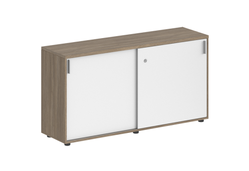 Шкаф-купе низкий с замком Индиго Вуд, цвет дуб темный + белый