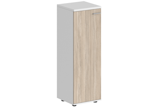 Шкаф средний с задней стенкой HDF левый Индиго Вуд, цвет белый + дуб светлый