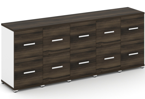 Шкаф пять узких секций 2 ниши (5 фасадов ЛДСП, 1 ниша + 5 фасадов ЛДСП, 1 ниша) Динен, цвет дуб мали-белый