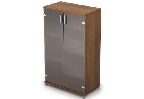 Шкаф средний широкий со стеклом Деко, цвет шамони темный