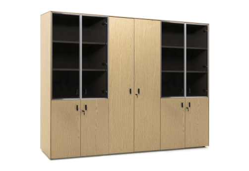 Шкаф комбинированный х 2 с гардеробом, цвет светлый дуб + черный