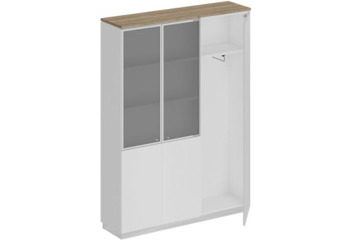 Шкаф комбинированный с гардеробом Римини, цвет дуб светлый + белый + белый