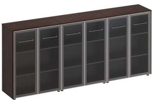 Шкаф комбинированный средний (со стеклом + со стеклом + со стеклом) Эдвард, цвет венге