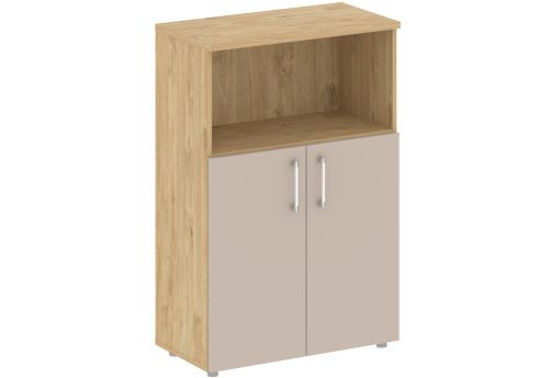 Шкаф средний широкий (1 открытая полка), цвет тиквуд светлый + мокко