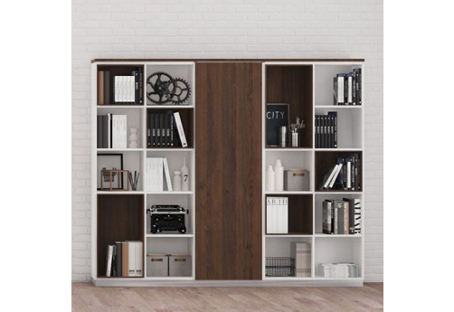 Шкаф открытый Римини, цвет дуб темный + белый + дуб темный