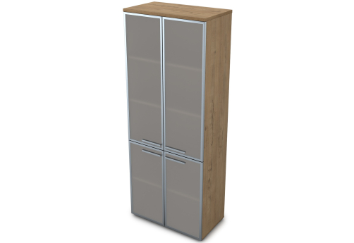 Шкаф высокий со стеклом в раме Платинум Персонал, цвет тиковое дерево